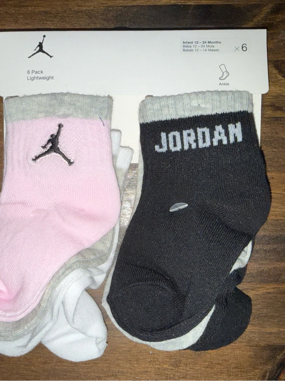 Jordan 6-Pack Low-Cut Athletic Socks - Pink, Black, White,grey